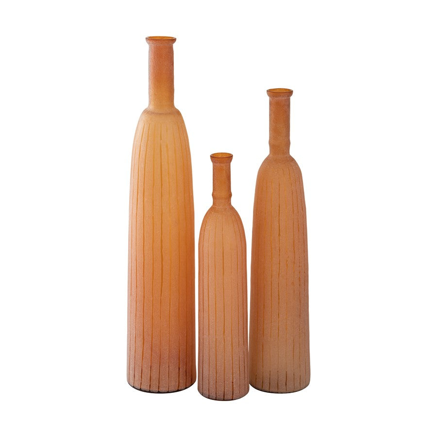 Atlas Lighting Georgia Vase Set of 3 | Frosted Orange Glass | Living Room & Entryway Decor | 25-35in H | Model AC11332-01S