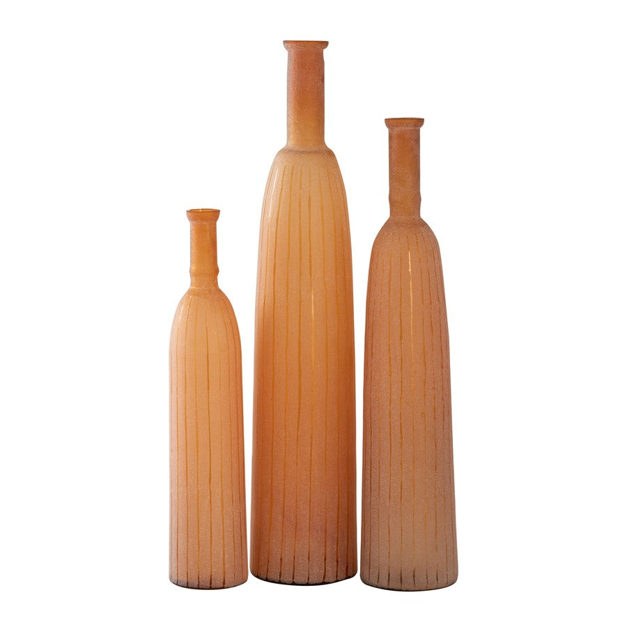 Atlas Lighting Georgia Vase Set of 3 | Frosted Orange Glass | Living Room & Entryway Decor | 25-35in H | Model AC11332-01S