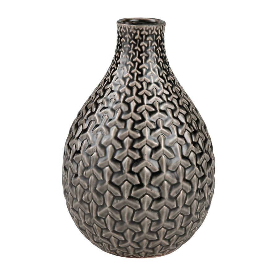 Atlas Lighting Gibbs Small Vase | Gray Earthenware | Living Room & Entryway Decor | 12in H | Model AC11333-01