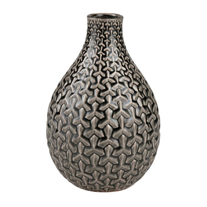 Atlas Lighting Gibbs Small Vase | Gray Earthenware | Living Room & Entryway Decor | 12in H | Model AC11333-01