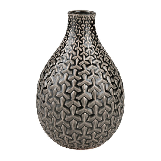 Atlas Lighting Gibbs Small Vase | Gray Earthenware | Living Room & Entryway Decor | 12in H | Model AC11333-01