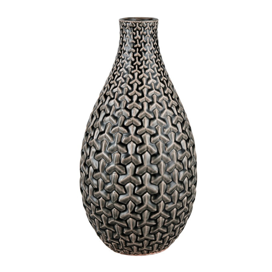 Atlas Lighting Gibbs Large Vase | Gray Earthenware | Living Room & Entryway Decor | 14.5in H | Model AC11333-02