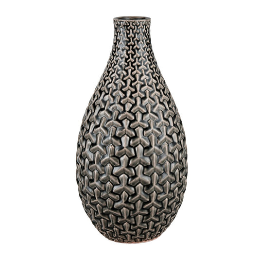 Atlas Lighting Gibbs Large Vase | Gray Earthenware | Living Room & Entryway Decor | 14.5in H | Model AC11333-02
