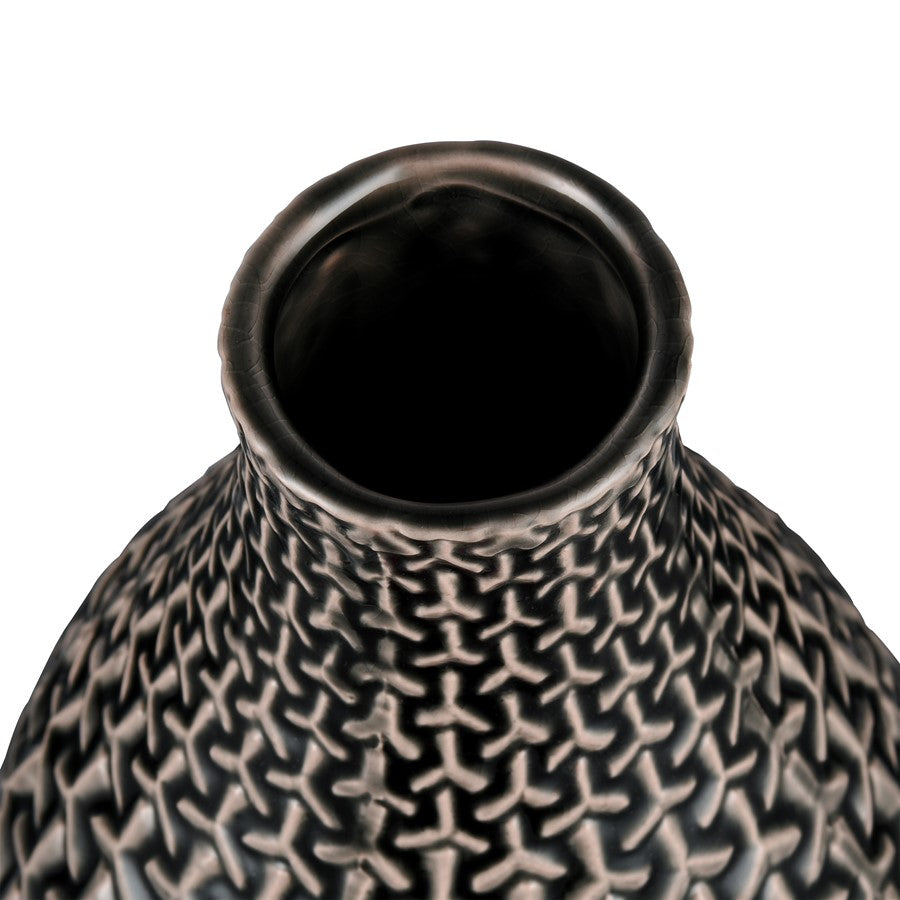 Atlas Lighting Gibbs Large Vase | Gray Earthenware | Living Room & Entryway Decor | 14.5in H | Model AC11333-02