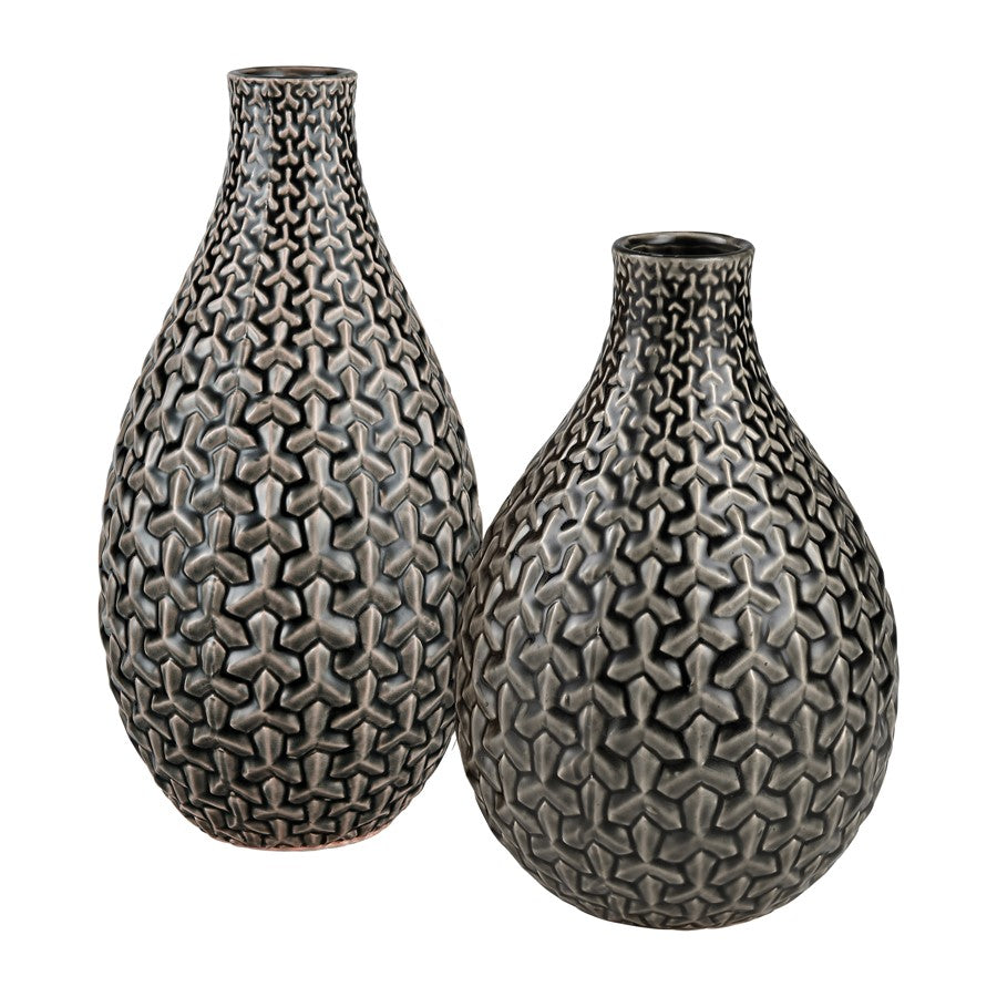 Atlas Lighting Gibbs Large Vase | Gray Earthenware | Living Room & Entryway Decor | 14.5in H | Model AC11333-02