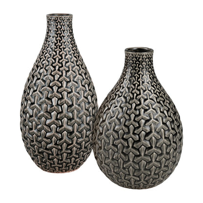 Atlas Lighting Gibbs Large Vase | Gray Earthenware | Living Room & Entryway Decor | 14.5in H | Model AC11333-02