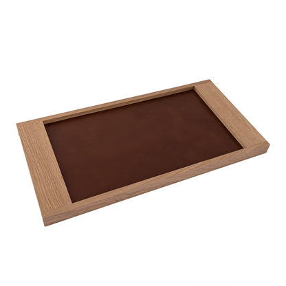 Atlas Lighting Gilcrest Tray | Light Oak Wood & Brown Leather | Coffee Table & Entryway Organizer | 28in W | Model AC11334-01