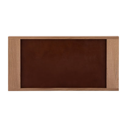 Atlas Lighting Gilcrest Tray | Light Oak Wood & Brown Leather | Coffee Table & Entryway Organizer | 28in W | Model AC11334-01