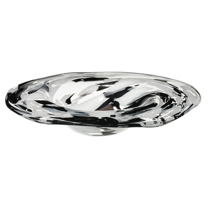 Atlas Lighting Gisli 16in Round Decorative Bowl | Black and White Glass | Living Room & Kitchen Countertop | 16 x 16 x 4 in | Model AC11337-01