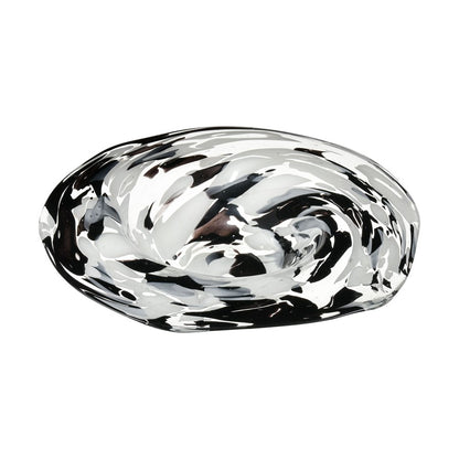 Atlas Lighting Gisli 16in Round Decorative Bowl | Black and White Glass | Living Room & Kitchen Countertop | 16 x 16 x 4 in | Model AC11337-01