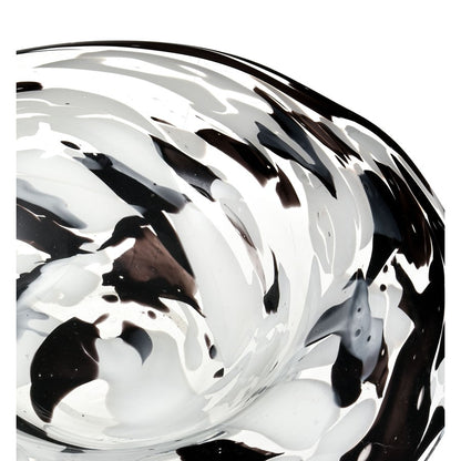 Atlas Lighting Gisli 16in Round Decorative Bowl | Black and White Glass | Living Room & Kitchen Countertop | 16 x 16 x 4 in | Model AC11337-01