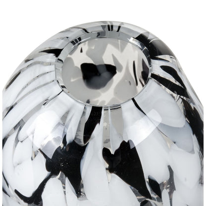Atlas Lighting Gisli 6in Round Decorative Vase | Black and White Glass | Living Room & Shelf Display | 6 x 4 x 11 in | Model AC11338-01