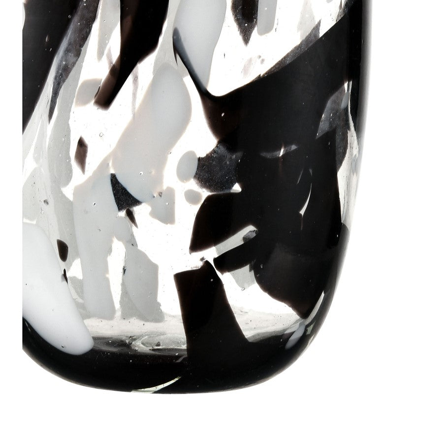 Atlas Lighting Gisli 6in Round Decorative Vase | Black and White Glass | Living Room & Shelf Display | 6 x 4 x 11 in | Model AC11338-01