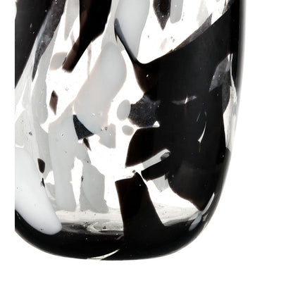 Atlas Lighting Gisli 6in Round Decorative Vase | Black and White Glass | Living Room & Shelf Display | 6 x 4 x 11 in | Model AC11338-01