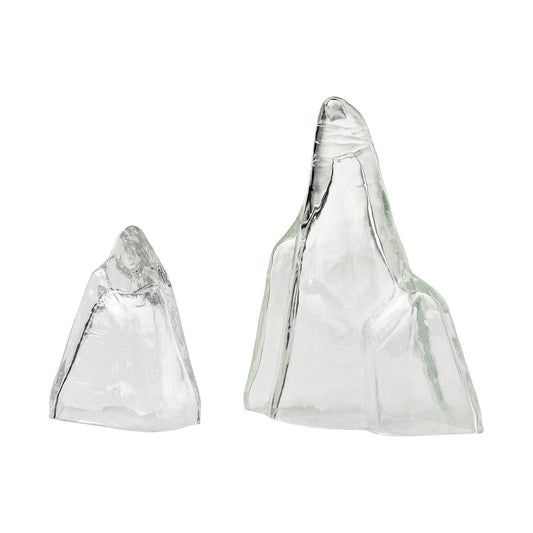 Atlas Lighting Glacier Set of 2 Clear Glass Mountain Objects | Modern Contemporary | Shelf & Bookcase Display | 7 x 3 x 9 in | Model AC11339-01S