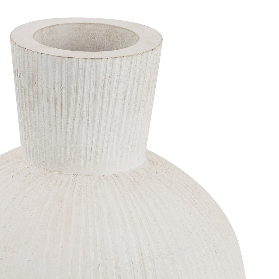 Atlas Lighting Glenn Small Vase | Traditional White Mango Wood with Satin Nickel Rim | Entryway & Dining Table Decor | Model AC11341-01