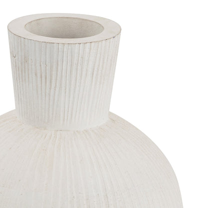 Atlas Lighting Glenn Small Vase | Traditional White Mango Wood with Satin Nickel Rim | Entryway & Dining Table Decor | Model AC11341-01
