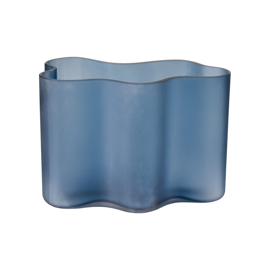 Atlas Lighting Glennon Small Vase | Modern Navy Matte Glass with Gloss Interior | Shelf & Table Decor | 9.5 x 5 x 6.75 in | Model AC11342-01