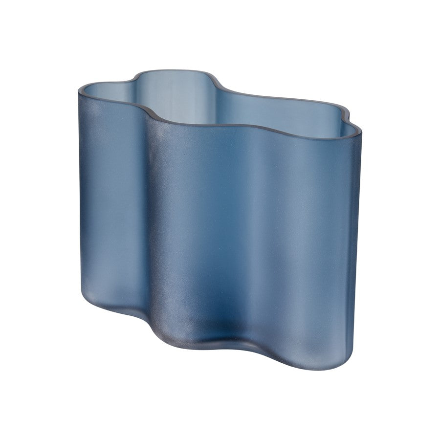 Atlas Lighting Glennon Small Vase | Modern Navy Matte Glass with Gloss Interior | Shelf & Table Decor | 9.5 x 5 x 6.75 in | Model AC11342-01