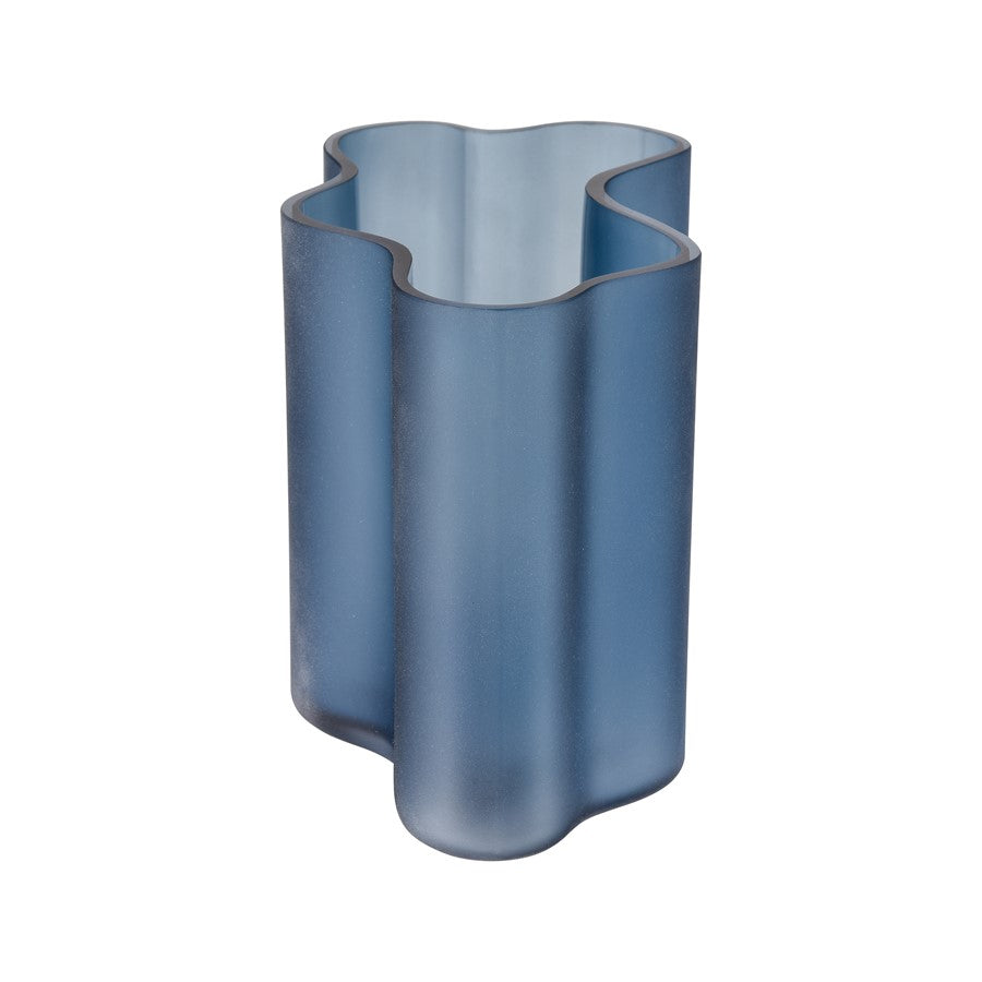 Atlas Lighting Glennon Small Vase | Modern Navy Matte Glass with Gloss Interior | Shelf & Table Decor | 9.5 x 5 x 6.75 in | Model AC11342-01