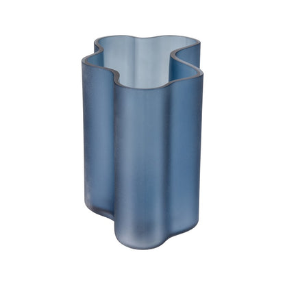 Atlas Lighting Glennon Small Vase | Modern Navy Matte Glass with Gloss Interior | Shelf & Table Decor | 9.5 x 5 x 6.75 in | Model AC11342-01