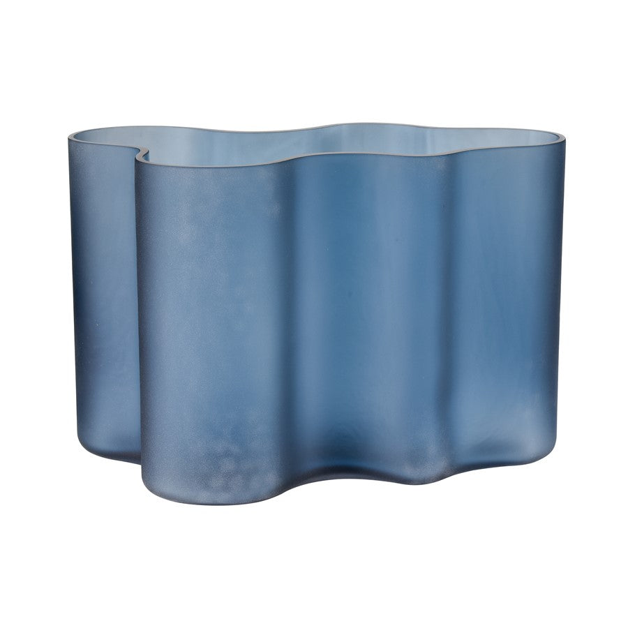 Atlas Lighting Glennon Large Vase | Navy Matte Glass Sculptural Decor | Living Room & Entryway Accent | 12 x 6 x 8 in | Model AC11342-03