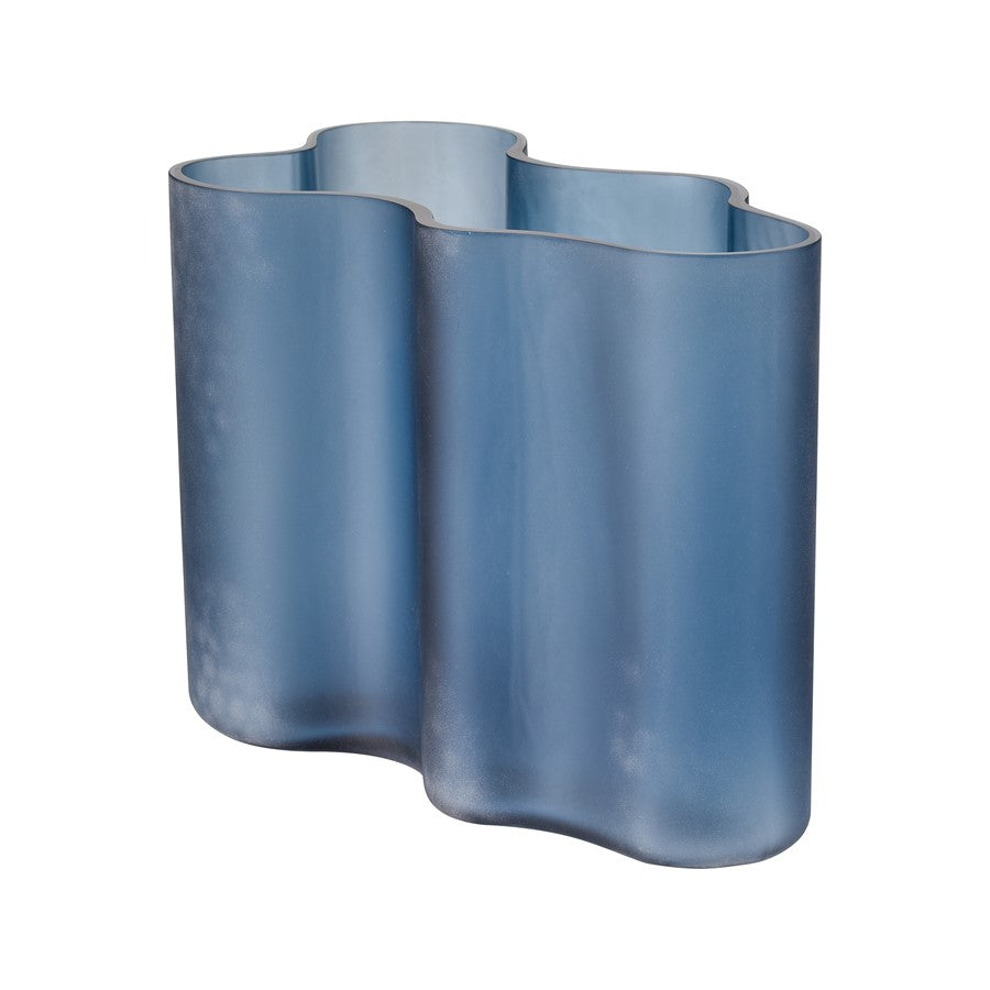 Atlas Lighting Glennon Large Vase | Navy Matte Glass Sculptural Decor | Living Room & Entryway Accent | 12 x 6 x 8 in | Model AC11342-03