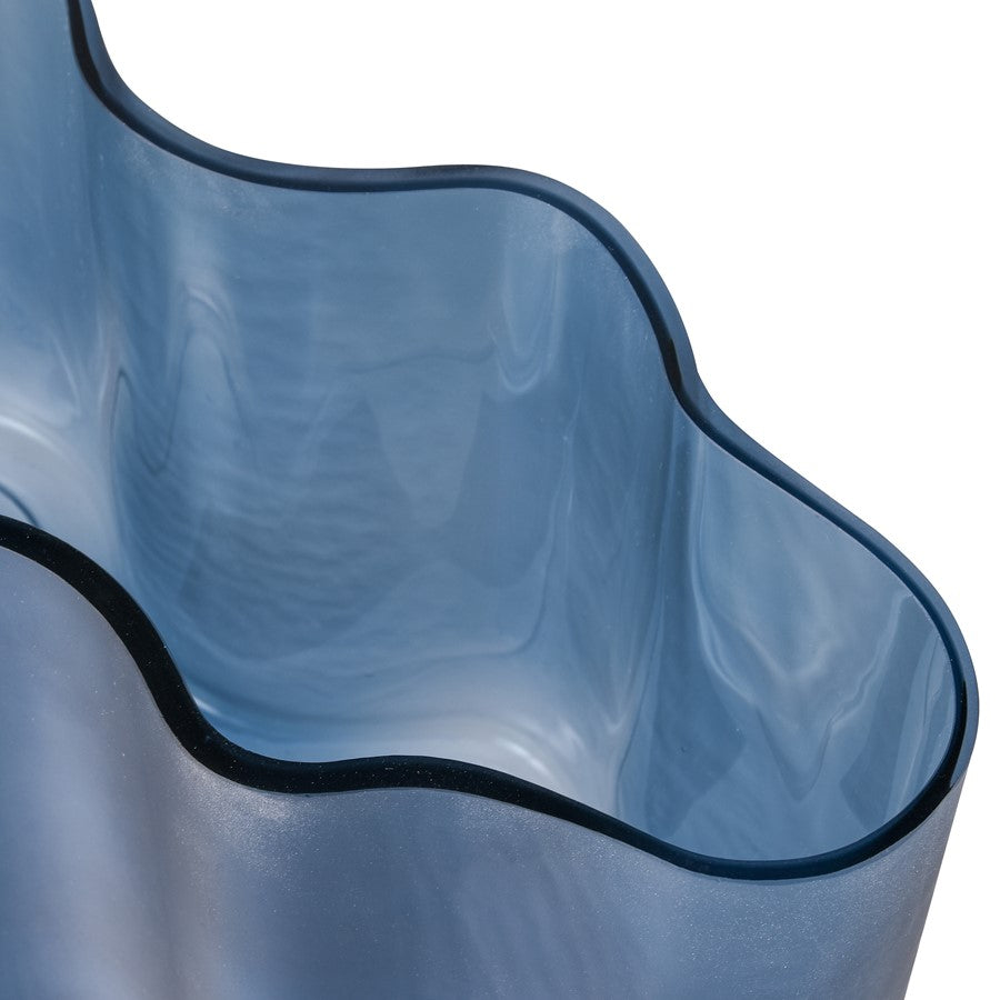 Atlas Lighting Glennon Large Vase | Navy Matte Glass Sculptural Decor | Living Room & Entryway Accent | 12 x 6 x 8 in | Model AC11342-03
