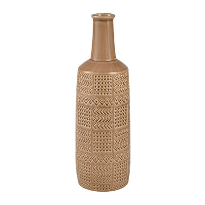 Atlas Lighting Graham Large Vase | Tan Caramel Earthenware Sculptural Decor | Living Room & Entryway Accent | 5 x 5 x 17 in | Model AC11345-01