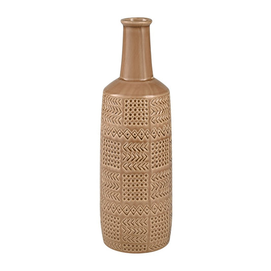 Atlas Lighting Graham Large Vase | Tan Caramel Earthenware Sculptural Decor | Living Room & Entryway Accent | 5 x 5 x 17 in | Model AC11345-01