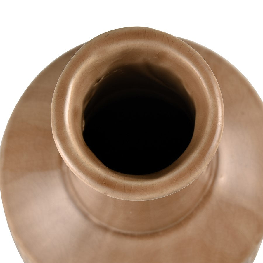 Atlas Lighting Graham Large Vase | Tan Caramel Earthenware Sculptural Decor | Living Room & Entryway Accent | 5 x 5 x 17 in | Model AC11345-01