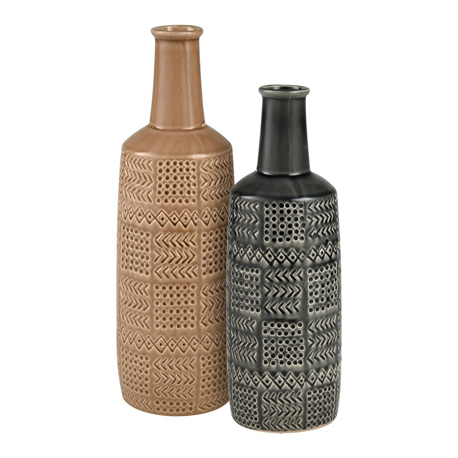 Atlas Lighting Graham Large Vase | Tan Caramel Earthenware Sculptural Decor | Living Room & Entryway Accent | 5 x 5 x 17 in | Model AC11345-01