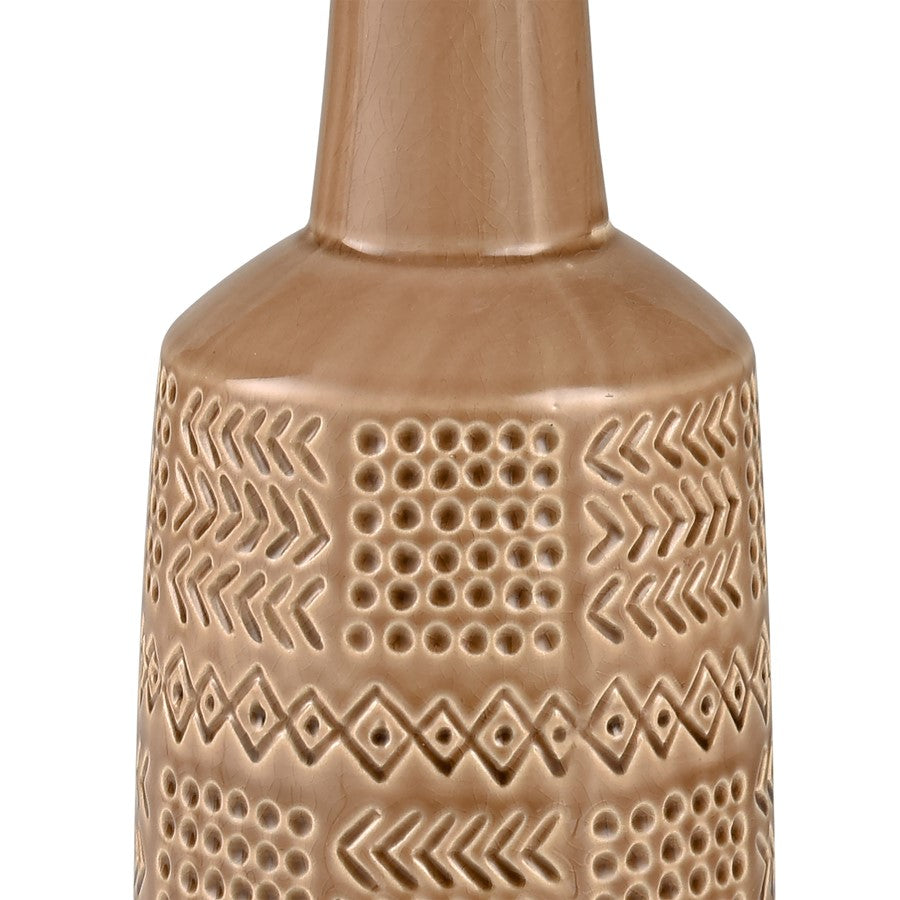 Atlas Lighting Graham Large Vase | Tan Caramel Earthenware Sculptural Decor | Living Room & Entryway Accent | 5 x 5 x 17 in | Model AC11345-01