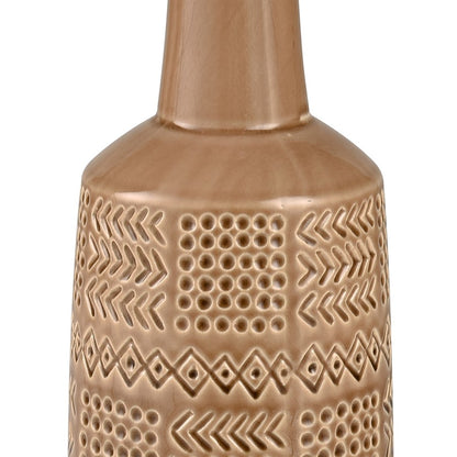 Atlas Lighting Graham Large Vase | Tan Caramel Earthenware Sculptural Decor | Living Room & Entryway Accent | 5 x 5 x 17 in | Model AC11345-01