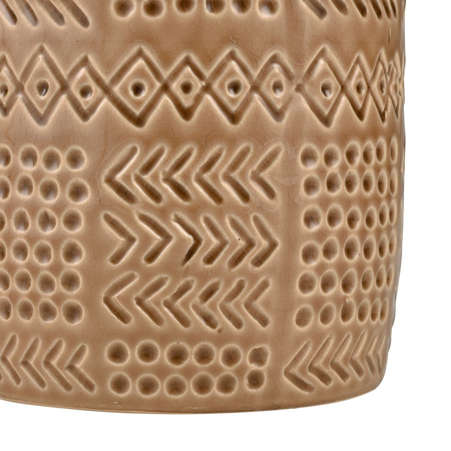 Atlas Lighting Graham Large Vase | Tan Caramel Earthenware Sculptural Decor | Living Room & Entryway Accent | 5 x 5 x 17 in | Model AC11345-01