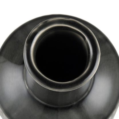Atlas Lighting Graham 15in Black Earthenware Vase | Traditional Bottle-Shaped Decor | Entryway & Living Room Accent | 5 x 5 x 15 in | Model AC11345-02