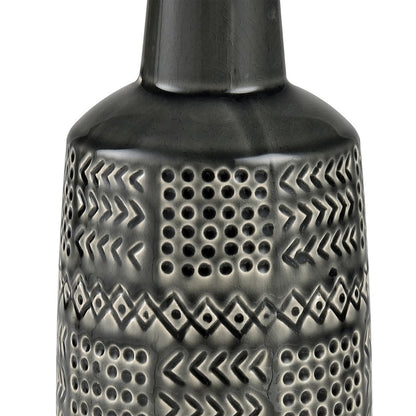 Atlas Lighting Graham 15in Black Earthenware Vase | Traditional Bottle-Shaped Decor | Entryway & Living Room Accent | 5 x 5 x 15 in | Model AC11345-02