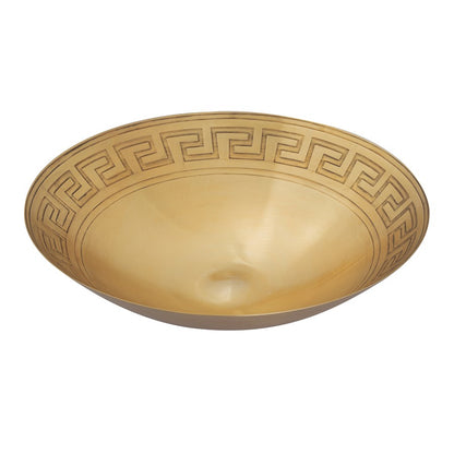 Atlas Lighting Greek Key 19in Antique Brass Metal Centerpiece Bowl | Transitional Geometric Decor | Entryway & Dining Room Accent | Model AC11347-01