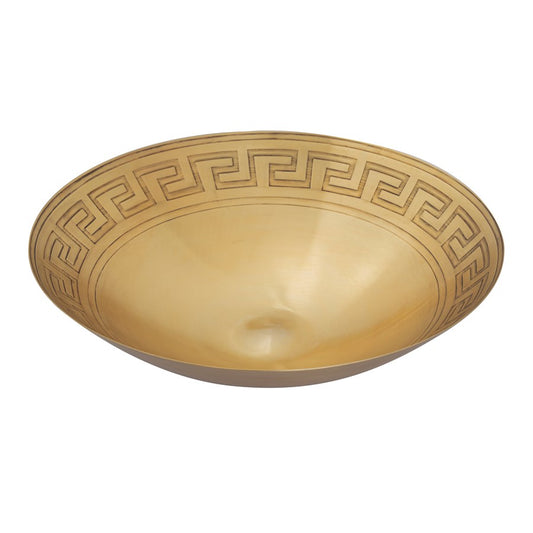 Atlas Lighting Greek Key 19in Antique Brass Metal Centerpiece Bowl | Transitional Geometric Decor | Entryway & Dining Room Accent | Model AC11347-01