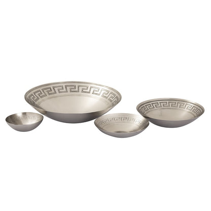 Atlas Lighting Greek Key 19in Antique Nickel Metal Centerpiece Bowl | Transitional Geometric Decor | Entryway & Dining Room Accent | Model AC11347-02
