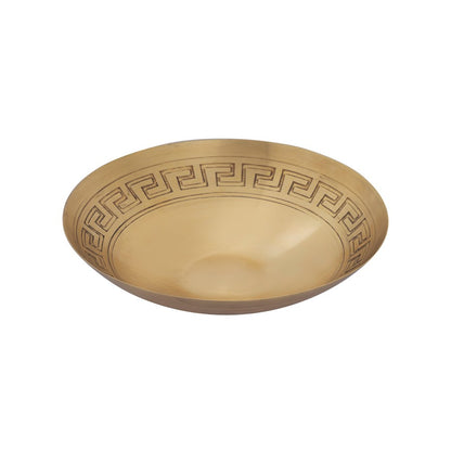 Atlas Lighting Greek Key Set of 3 Antique Brass Metal Bowls | Transitional Geometric Decor | Entryway & Dining Room Accent | Model AC11348-01S