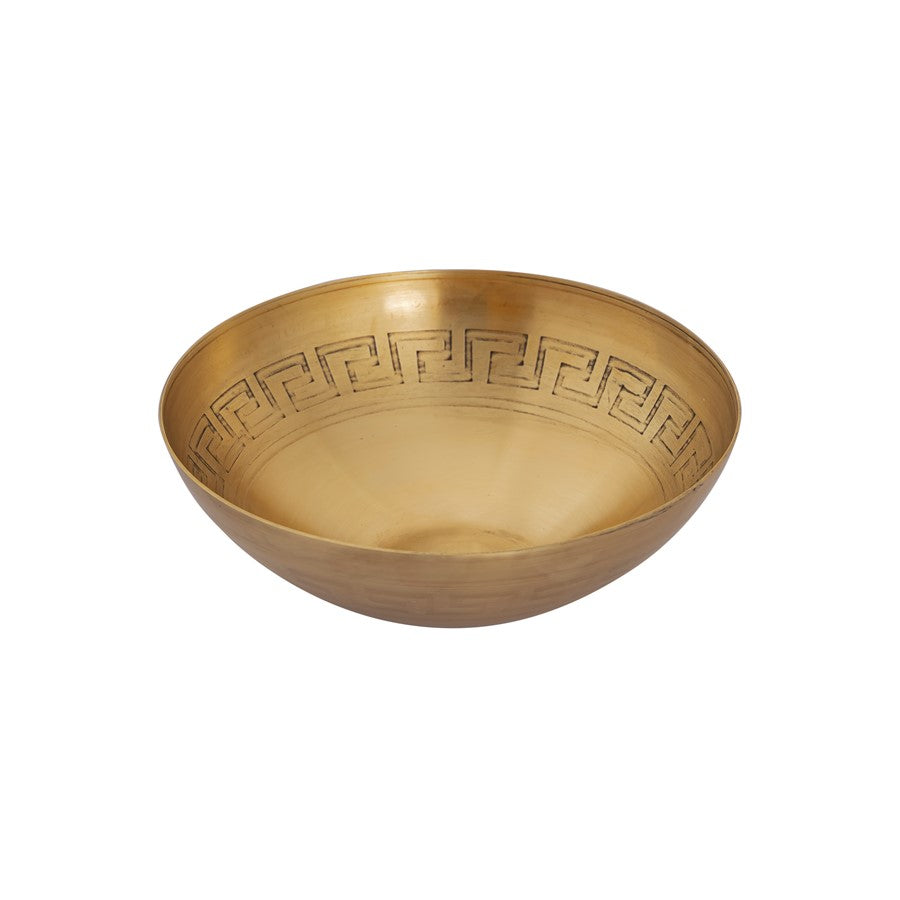 Atlas Lighting Greek Key Set of 3 Antique Brass Metal Bowls | Transitional Geometric Decor | Entryway & Dining Room Accent | Model AC11348-01S
