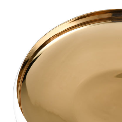 Atlas Lighting Greer 17in Low Decorative Bowl | Matte White & Gold Earthenware | Coffee Table & Entryway Centerpiece | Model AC11349-01