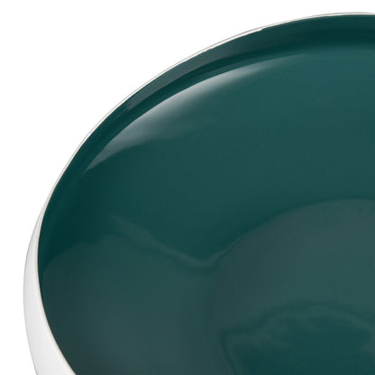 Atlas Lighting Greer 17in Low Decorative Bowl | Matte White & Turquoise Earthenware | Coffee Table & Entryway Centerpiece | Model AC11349-03