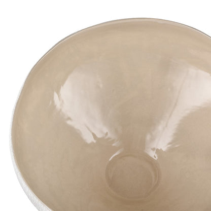 Atlas Lighting Greer Tall Bowl | Matte White & Beige Earthenware | Living Room & Entryway Decor | 12 x 11 x 6 in | Model AC11350-02