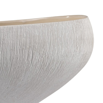 Atlas Lighting Greer Tall Bowl | Matte White & Beige Earthenware | Living Room & Entryway Decor | 12 x 11 x 6 in | Model AC11350-02
