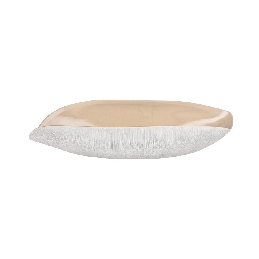Atlas Lighting Greer Vessel | Matte White & Beige Earthenware | Living Room & Entryway Decor | 18 x 7 x 4 in | Model AC11351-02