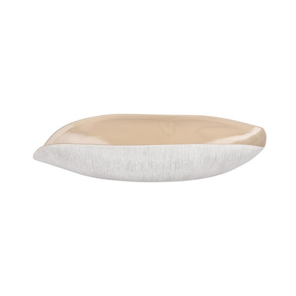 Atlas Lighting Greer Vessel | Matte White & Beige Earthenware | Living Room & Entryway Decor | 18 x 7 x 4 in | Model AC11351-02