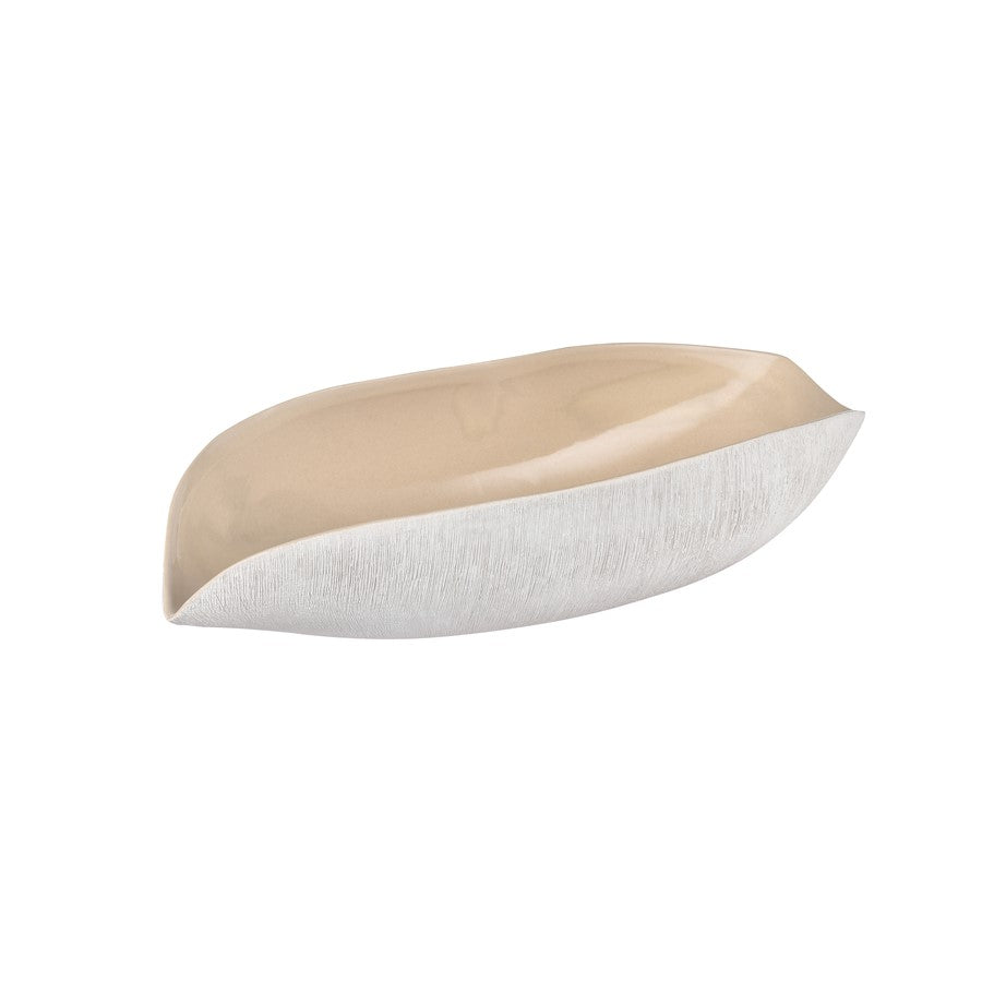 Atlas Lighting Greer Vessel | Matte White & Beige Earthenware | Living Room & Entryway Decor | 18 x 7 x 4 in | Model AC11351-02