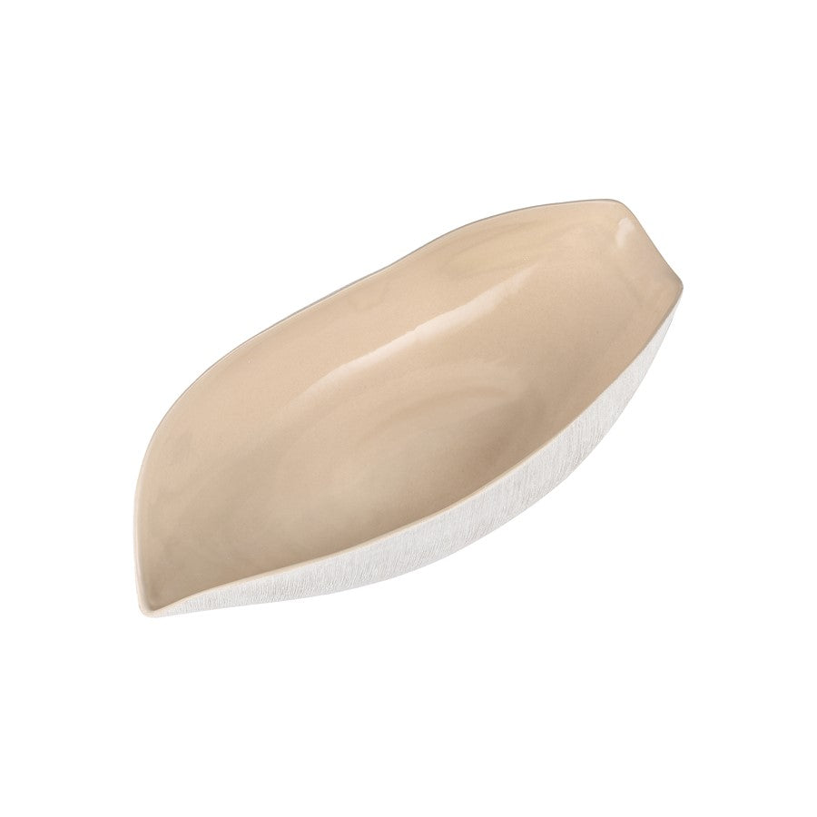 Atlas Lighting Greer Vessel | Matte White & Beige Earthenware | Living Room & Entryway Decor | 18 x 7 x 4 in | Model AC11351-02